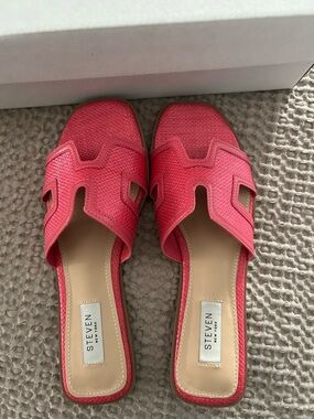 NEW IN BOX STEVEN NEW YORK      HANNA-CORAL PINK SLIDE SANDALS 8.5